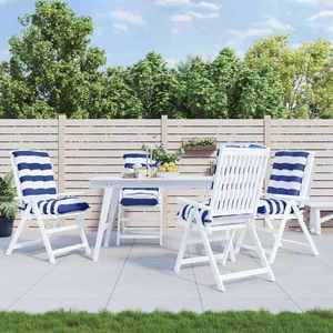 vidaXL Perne de scaun spătar mic, 4 buc. dungi albastre&albe, textil imagine