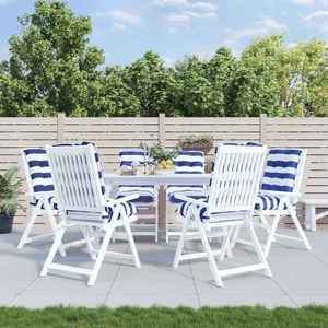 vidaXL Perne de scaun spătar mic, 6 buc. dungi albastre&albe, textil imagine