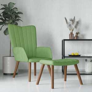 vidaXL Scaun de relaxare cu taburet, verde deschis, catifea imagine