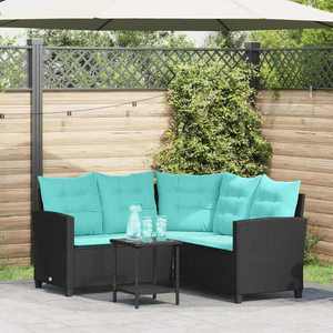 vidaXL Canapea de grădină cu pernă 2 pcs Negru și Turcoaz Rattan poli imagine