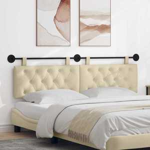 vidaXL Cap de pat suspendat Pe perete Crem 170 x 55 x 7 cm țesătură imagine