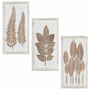 vidaXL Decorațiuni Artă 3 pcs Maro și alb 40 x 40 x 1, 5 cm imagine