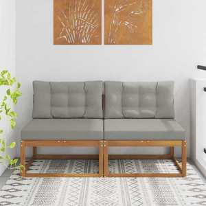 vidaXL Canapea Medie pentru Exterior cu pernă 2 Bucată natural imagine