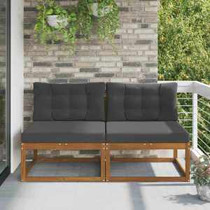 vidaXL Canapea Medie pentru Exterior cu pernă 2 Bucată natural imagine