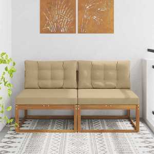 vidaXL Canapea Medie pentru Exterior cu pernă 2 Bucată natural imagine