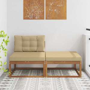 vidaXL Unități de canapea sectională cu pernă 2 Bucată natural imagine