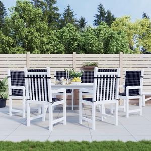 vidaXL Perne de scaun spătar jos, 6 buc. negru, model carouri, textil imagine