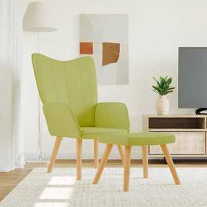 vidaXL Scaun de relaxare cu taburet, verde, textil imagine