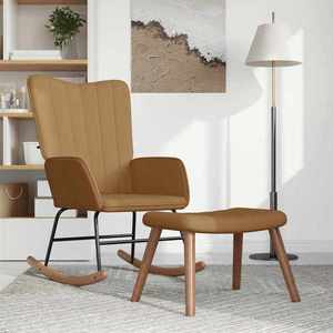 vidaXL Scaun balansoar cu taburet, maro, catifea imagine