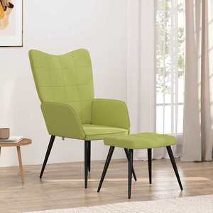 vidaXL Scaun de relaxare cu taburet, verde, textil imagine