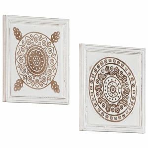 vidaXL Decorațiuni Artă 2 pcs Maro și alb 40 x 40 x 1, 5 cm imagine