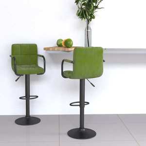vidaXL Scaune de bar, 2 buc., verde deschis, catifea imagine