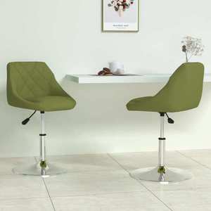 vidaXL Scaune de bucătărie pivotante, 2 buc., verde deschis, catifea imagine