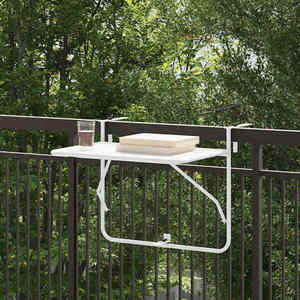 vidaXL Masă Suspendată pentru Balcon Alb 60 x 39 x 65 cm Oțel imagine