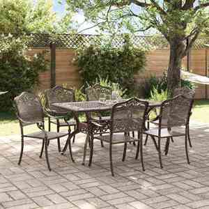 vidaXL Set de masă pentru grădină 7 pcs Bronz Aluminiu imagine