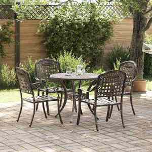 vidaXL Set de masă pentru grădină 5 pcs Bronz Aluminiu imagine
