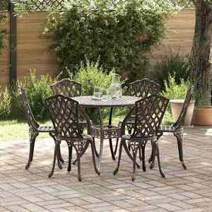 vidaXL Set de masă pentru grădină 7 pcs Bronz Aluminiu imagine