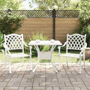 vidaXL Set masă de grădină 3 pcs Alb Aluminiu turnat imagine