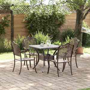 vidaXL Set masă de grădină 5 pcs Bronz Aluminiu turnat imagine