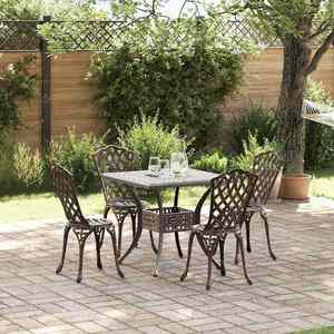 vidaXL Set masă de grădină 5 pcs Bronz Aluminiu turnat imagine