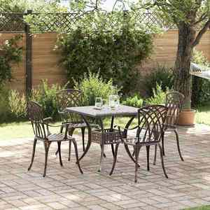 vidaXL Set masă de grădină 5 pcs Bronz Aluminiu turnat imagine