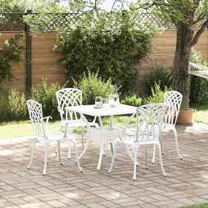vidaXL Set masă de grădină 5 pcs Alb Aluminiu turnat imagine