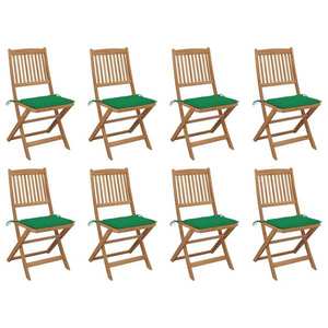 vidaXL Scaune pliabile de exterior cu perne, 8 buc., lemn masiv acacia imagine