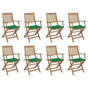 vidaXL Scaune pliabile de exterior cu perne, 8 buc., lemn masiv acacia imagine