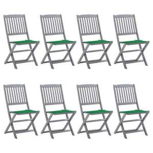 vidaXL Scaune pliabile de exterior cu perne, 8 buc., lemn masiv acacia imagine