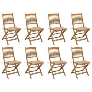 vidaXL Scaune pliabile de exterior cu perne, 8 buc., lemn masiv acacia imagine