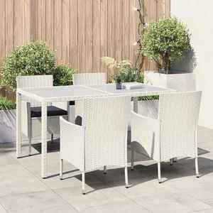 vidaXL Set mobilier de exterior cu perne, 5 piese, alb, poliratan imagine