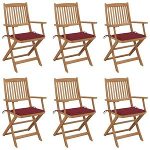 vidaXL Scaune grădină pliabile, cu perne, 6 buc., lemn masiv de acacia imagine