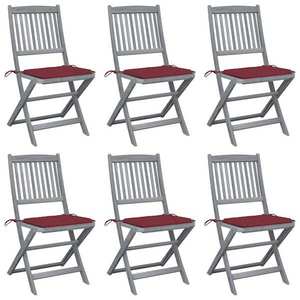 vidaXL Scaune pliante de exterior cu perne 6 buc. lemn masiv de acacia imagine