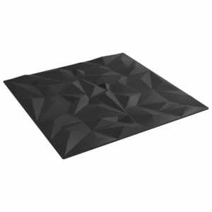 vidaXL Panouri de perete 48 pcs Negru 50 x 50 cm Spumă XPS imagine