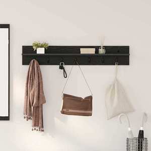 vidaXL Răcător de paltoane montat pe perete Pe perete Stejar Negru imagine