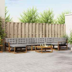 vidaXL Set de canapele de exterior 8 pcs Gri natural și deschis imagine