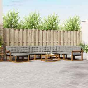 vidaXL Set de canapele de exterior 9 pcs Gri natural și deschis imagine