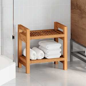 vidaXL Măsuță laterală de baie, 45x30x45 cm, lemn masiv de tec imagine