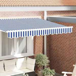 vidaXL Baldachin Albastru și Alb 580 x 20 cm Pânză imagine