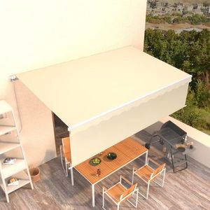 vidaXL Copertină retractabilă manual cu stor, crem , 5x3 m imagine