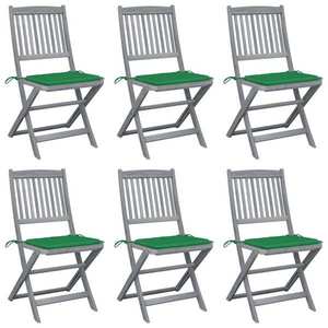 vidaXL Scaune pliante de exterior cu perne 6 buc. lemn masiv de acacia imagine