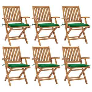vidaXL Scaune grădină pliabile cu perne, 6 buc, lemn masiv tec imagine