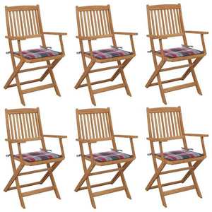 vidaXL Scaune grădină pliabile, cu perne, 6 buc., lemn masiv de acacia imagine