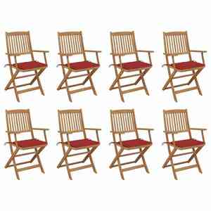 vidaXL Scaune pliabile de exterior cu perne, 8 buc., lemn masiv acacia imagine