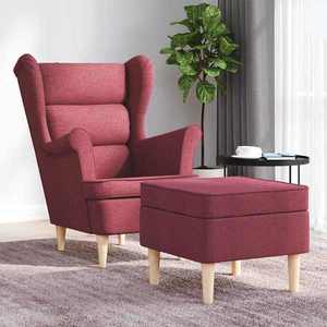 vidaXL Fotoliu cu taburet pentru picioare, roșu vin, material textil imagine