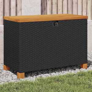 vidaXL Cutie depozitare grădină negru 80x40x48cm lemn acacia poliratan imagine