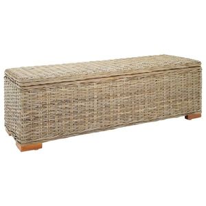 vidaXL Ladă depozitare natural 110 cm ratan kubu natural/lemn mahon imagine