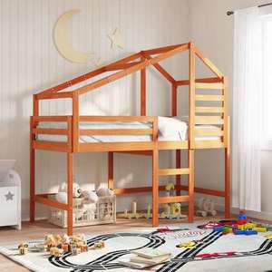 vidaXL Cadru de pat tip loft Maro Ceară 90 x 190 cm Lemn masiv de pin imagine