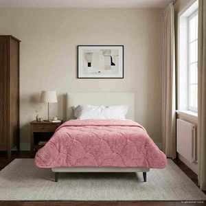 vidaXL Pilotă de vară Roz 155 x 220 cm Microfibră și fleece Teddy imagine