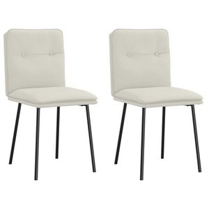 vidaXL Scaune de bucătărie, 2 buc., crem, catifea imagine